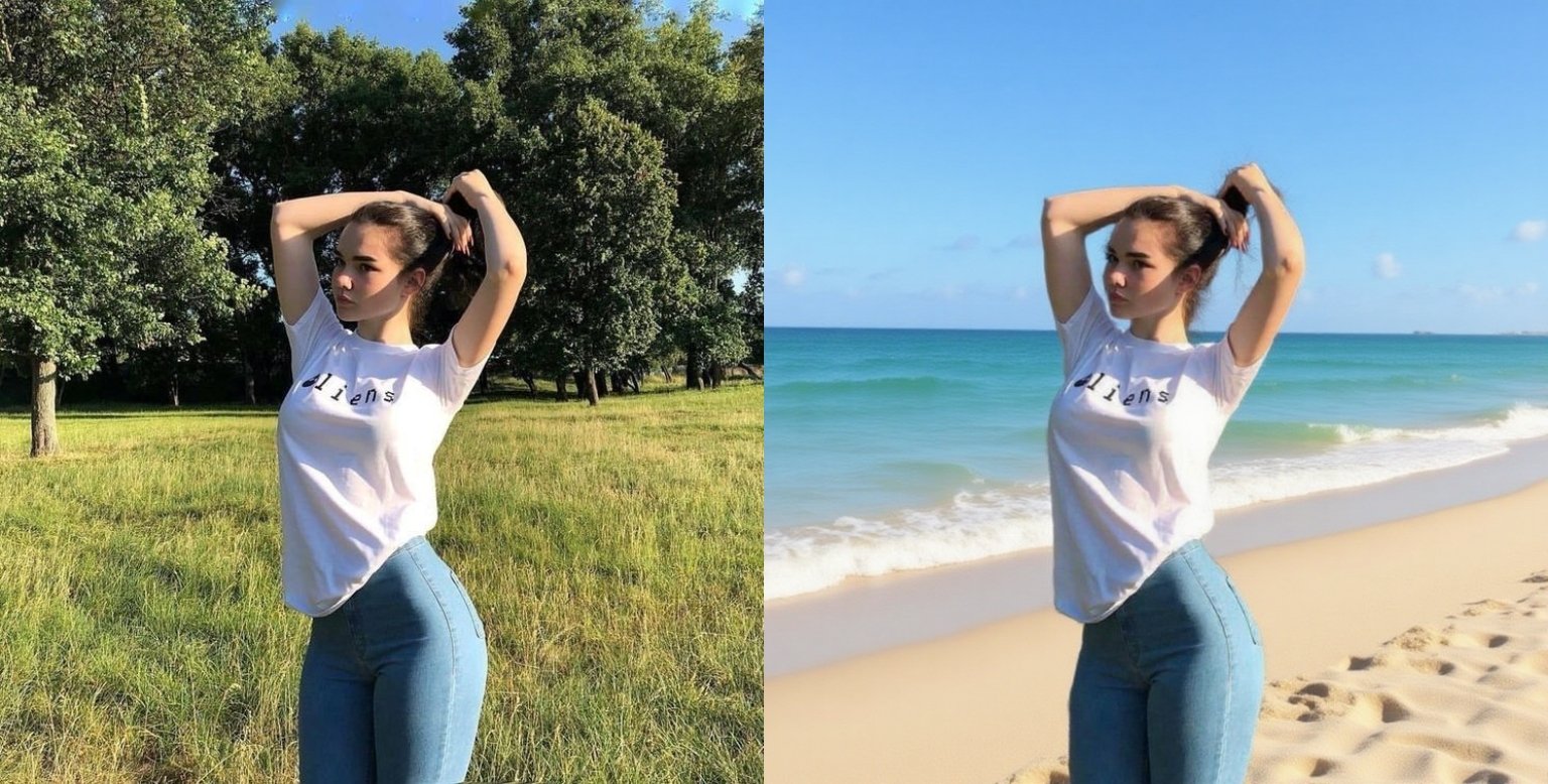 背景を一瞬で差し替え — グリーンスクリーン不要